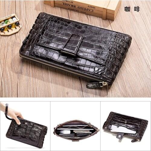 Crocodile Pattern Wallet Genuine Leather Wallet Mens Clutch Bag Business Wallet Large Capacity Purse