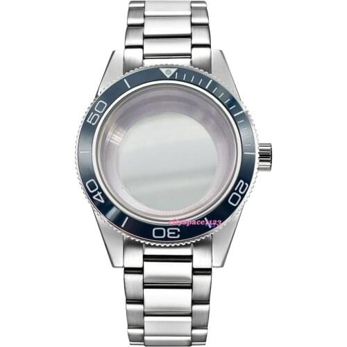 41mm Blue Ceramic Bezel Sapphire Watch Case Watch Band Fit ETA 2836 Miyota 8205/8215 DG 2813 Movement