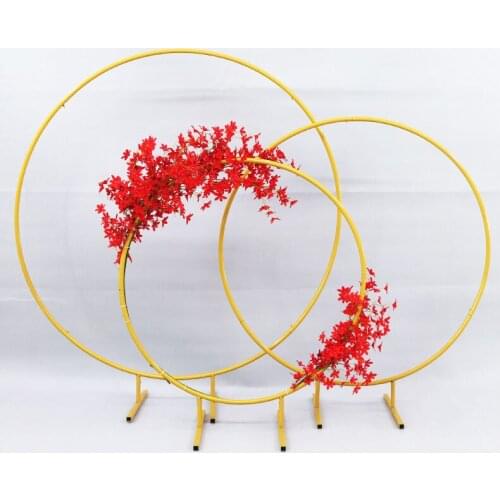 Round Ring Arches Iron Shelf Artificial Flower Door Wedding DIY Background Decoration Home Party Flower Row Stand Decor