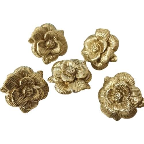Retro Brass Rose Flower Drawer Cabinet Door Handle Wardrobe Tea Caddy Jewelry Box Knob Decor Pulls Furniture Handle Hardware