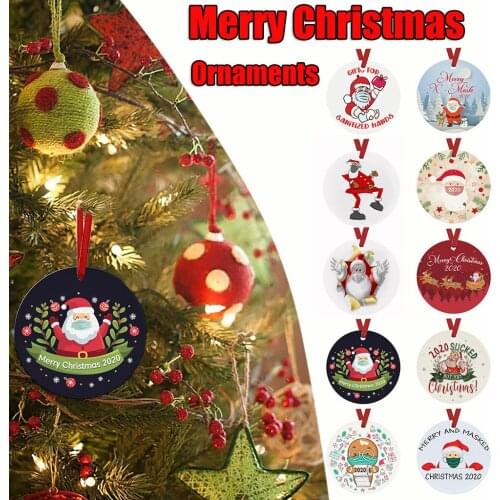 Wearing Mask Christmas Ornaments 2020 Badly Quarantine Survivor Family Merry Christmas Tree Decoration Kit Keepsake D6