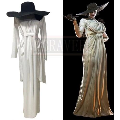 Evil Village Vampire Madam Lady Alcina Dimitrescu Cos Cosplay Costume Halloween Uniform Outfit Custom Made Any Size