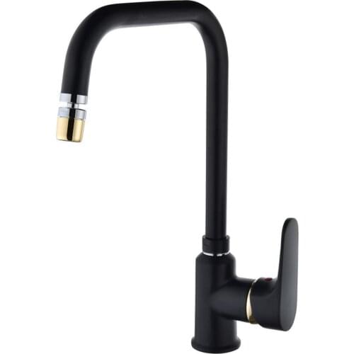 Matte Black Finish Double Spout Kitchen Sink Faucet Deck Mount Spring Kitchen Faucet Tap Kitchen Hot and Cold Water Saving