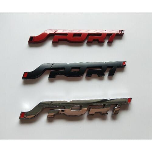 Metal Chrome Black Red Letters SPORT Trunk Fender Modification Emblems Badges Emblem Badge Sticker for Ford Mendeo Focus Kuga