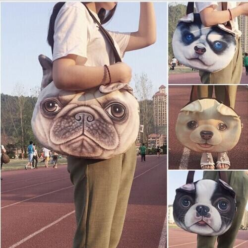 Cute Creative 3D Animal Printing Bags High Capacity Shoulder Bag Handbag for Girls Women Polyester Fabric Bags