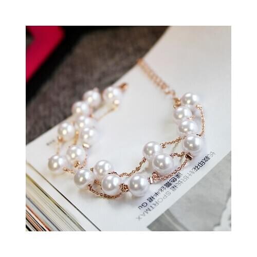 Fashion multilayer pearl bracelet with sweet and pure and fresh and contracted jewelry bracelet students lady bracelet ornament