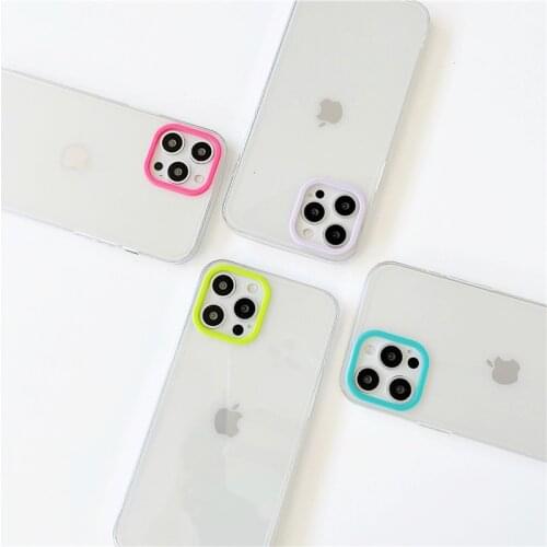 Phone Cases For iPhone 12 Mini 11 Pro XS MAX XR X 8 7 Plus SE 2020 Luxury Fashion Candy Color Camera Circle Clear Soft TPU Cover