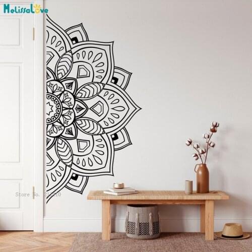 Half Mandala Wall Art for Meditation Room Traditional Flower Home Living Bohemian Decor Self-adhesive Murals YT6230