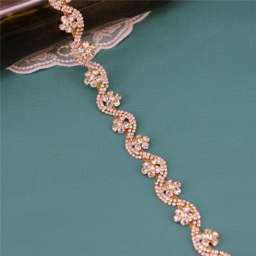 1 Yard Trimming Wedding Belt Crafts DIY Decoration Crystal Rhinestone Close Chain Trim for Sewing