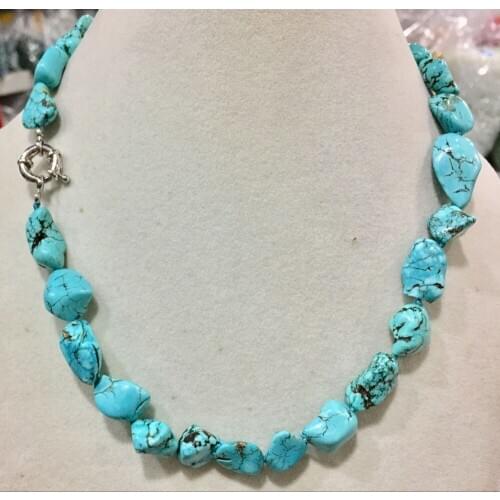 New Natural stone 10-14mm irregular bead necklace chain gem stone 18" Free shipping