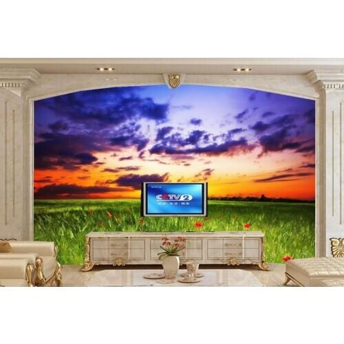 Custom Sky Sunrises and sunsets Scenery Clouds Grass Nature wallpapers photo 3d,living room sofa tv wall bedroom 3d wall mural