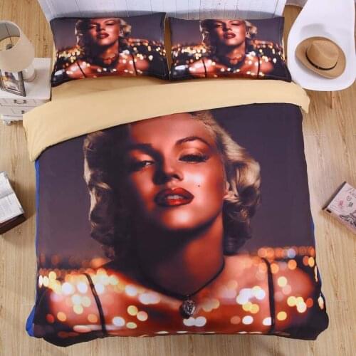 3D Bedding Four-piece Marilyn Monroe Quilt Cover Sheet Pillowcase King Size Comforter Set for Bedroom
