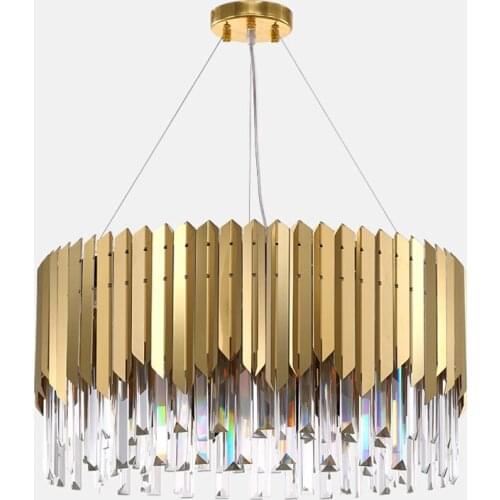 Post-Modern Golden Luxury Crystal Pendant Lights Bedroom Living Dining Room Led Decor Lamp Indoor Lighting Hanging Light Fixture