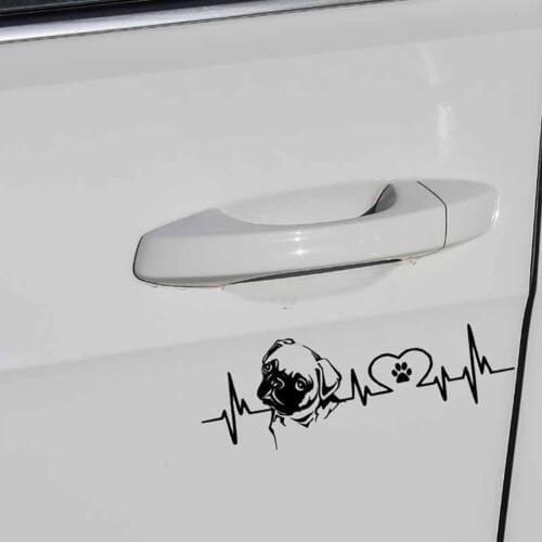 Lovely Pug Dog Heartbeat Reflective Car Vehicle Body Window Sticker Decals Decor Car Exterior Accessories Boutique Wholesale
