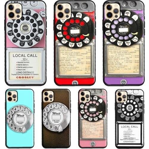 Retro Blue Payphone Vintage Funda Case For iPhone X XR XS MAX 12 Mini 11 Pro Max 5S 6S 8 7 Plus SE 2020 Cover Shell