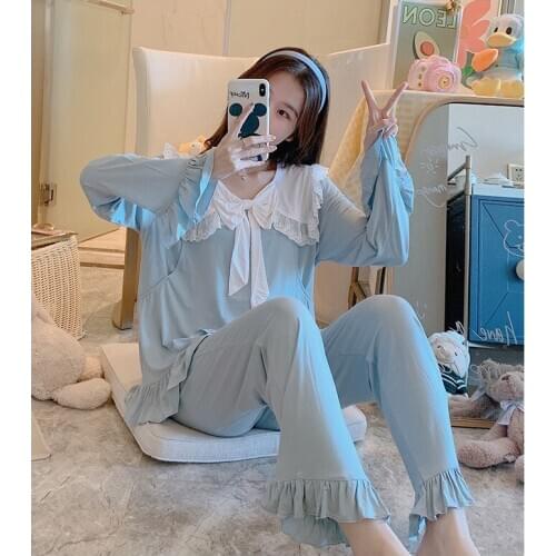 Maternity pajamas summer hot sale thin loose loose casual solid color modal confinement clothing maternity home service suit