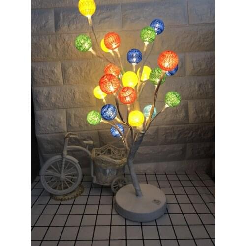 Led Lantern Dormitory Room Decoration Lamp Cute Princess Room Cotton Ball Rose Lamp Bedroom Night Light Tree Lamp Decoration