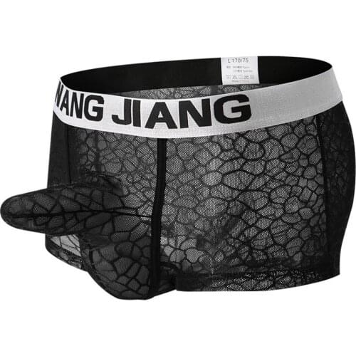 Men Sheer Breathable Underwear Boxer Briefs Short Penis Sheath Trunks Underpants Ice Silk Boxershorts Men Elephant Trunk Panties