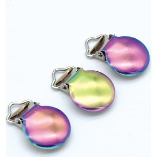 6pcs Rainbow 1/2" Metal Round Suspender Clips Available Versatile and Practical