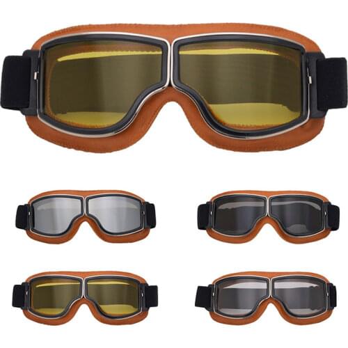 Universal Motorcycle Vintage Goggles Pilot Motorbike Scooter Biker Glasses Steampunk Goggles For Harley Helmet