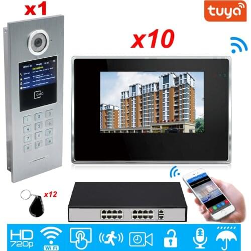 TuyaSmart APP Supported 960P WiFi Video Door Phone IP Video intercom Security Home Access Control System Keypad/IC Card/POE 1-10