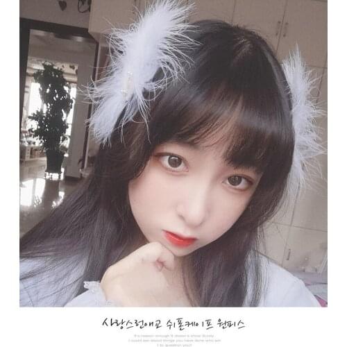 2021 winter feather headdress hair card Sen fairy super fairy hair hairpin side clip girl Japanese style cute hair accessories