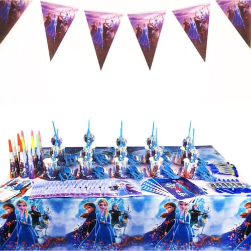 Frozen Birthday Party Decorations Baby Shower Tableware Wedding Baby Shark Disposable Plate Background Tablecloth Accessories