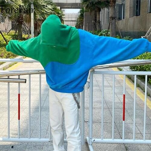 Forefair 2021 Autumn Winter Green Y2k Sweatshirts Women Long Sleeve Patchwork Fashion Casual Loose Vintage Oversized Hoodies