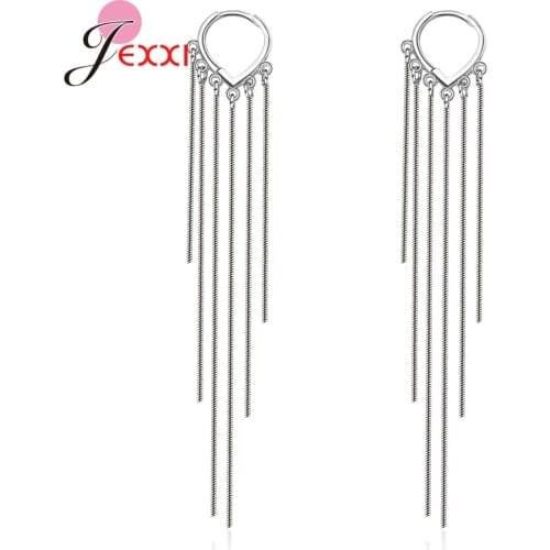 Long Tassel Drop Dangle Earrings For Women Wedding 925 Sterling Silver Multi-layer Jewelry Brincos New Moda