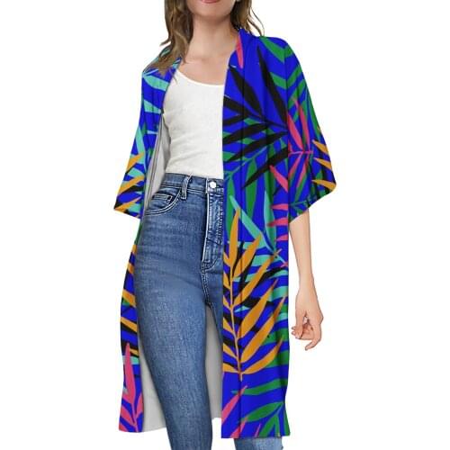 Custom Cloak Polynesian Tribal Design Design Short Sleeve tops Women Cardigan Trench Coat Plus Size Girl Sun Protection Kimono