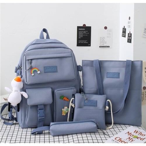 New 4 Sets/Pcs Woman Laptop Backpack School Backpacks Cute Schoolbag for Teenagers Girls Student Book Bag Female Satchel Kawaii