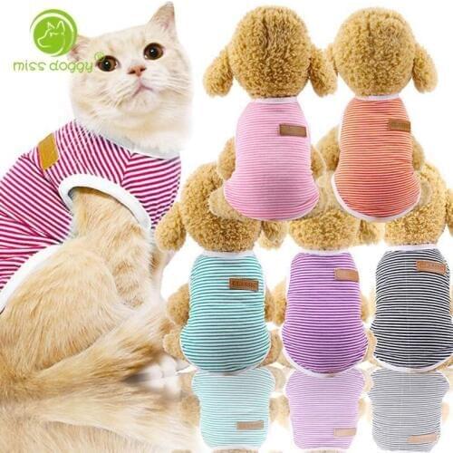 XS-XXL Pet Dog Vest Stripe Sweater Shirt Spring and Summer Dog Shirt Pet Clothes For Dogs Cats Puppy Dog Clothes Wholesale 10E
