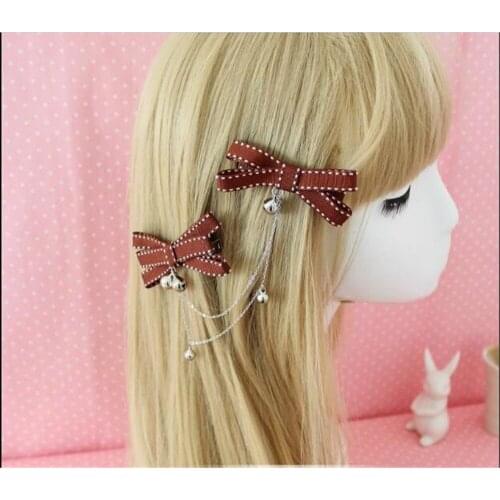 1pc Sweet Lolita Bow Bell retro Hairpin Side Clip Princess Handmade Accessories Cosplay Headwear Hair Pin B518