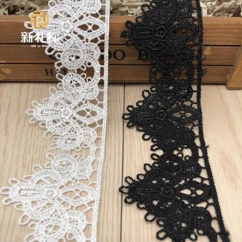 15Yards High Quality African Lace Ribbon Embroidered Lace Trim Applique Cord Lace Fabric Scallop Sewing Pizzo Dentelle Blanche