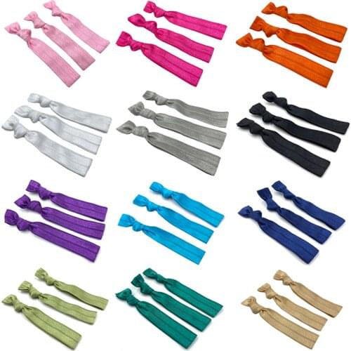 5/8" Fold Over Elastic Band Knotted Hair Tie Black Elastic Hair Band FOE Hairband Hair Accessories 200pcs/lot Bulk Packing