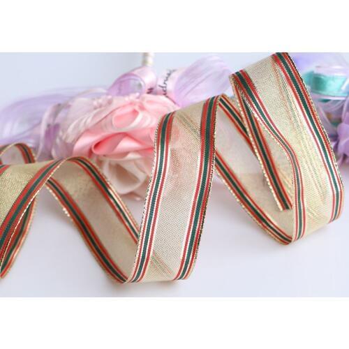 28mm5yards DIY AccessoriesRibbon with wire edge, hard mesh, ribbon, gold ribbon, decorative tree gift box, bowknot wrapping