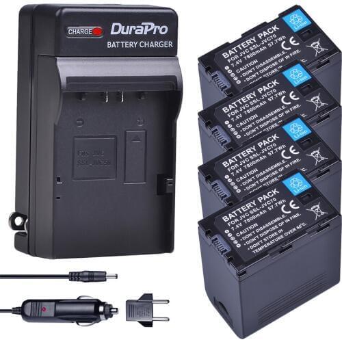 4pc 7800mAh SSL-JVC70 SSL JVC70 Battery & Car/ Wall Charger for JVC50 70 JVC GY-HM600 GY-HM650 GY-HMQ10 GY-HM200 GY-LS300 Camera