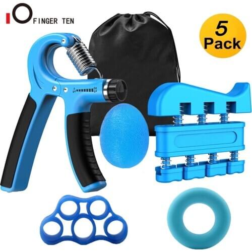 5 Pcs/Set Adjustable Resistance Hand Grip Strengthener Forearm Workout Kit Gripper Finger Stretcher Ring Ball for Athletes