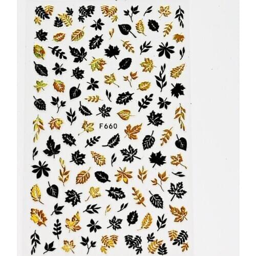 8Styles/Set 3D Nail Art Stickers Silver Gold Bronzing Water Decals Decorations Maple Leaves Manicure Nail Art Transfer Sticker