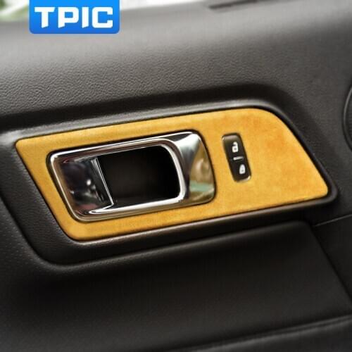 Alcantara Car Interior Moulding Door Handles Panel Cover Door Bowl Stickers Decals For Ford Mustang 2015~2020 Accessories