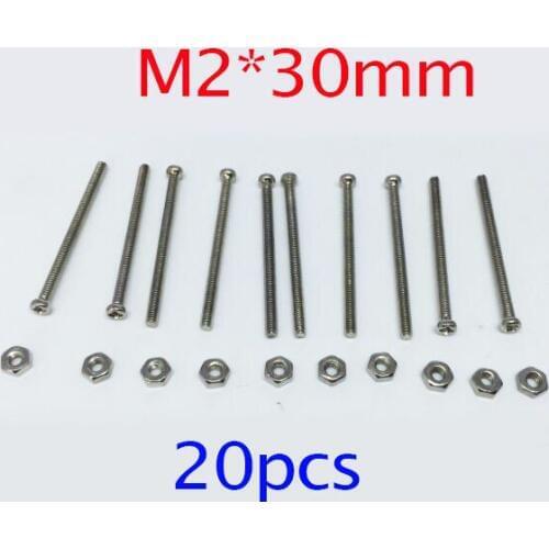 Free shipping 20pcs M2*30mm screw with M2 nuts spare parts for RC mini 4WD car model