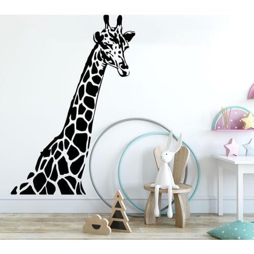 Large Cartoon Giraffe Head Wall Sticker Baby Nursery Bedroom Zoo Animal Safria Wall Decal Kids Room Vinyl Home Decor