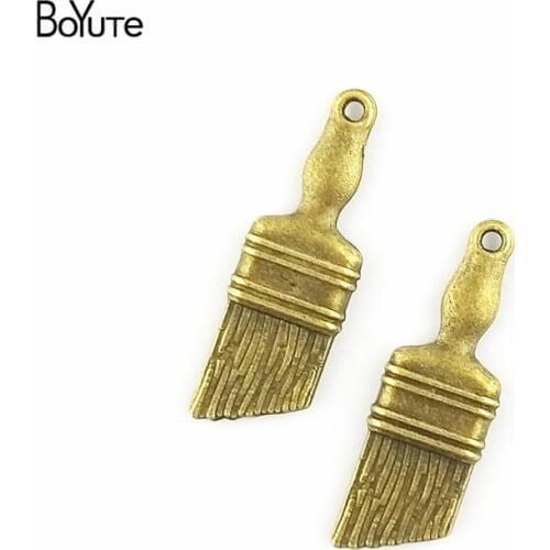 BoYuTe (60 Pieces/Lot) 9*27MM Zinc Alloy Fashion Antique Bronze Silver Plated Paint Brush Charms for Jewelry Making
