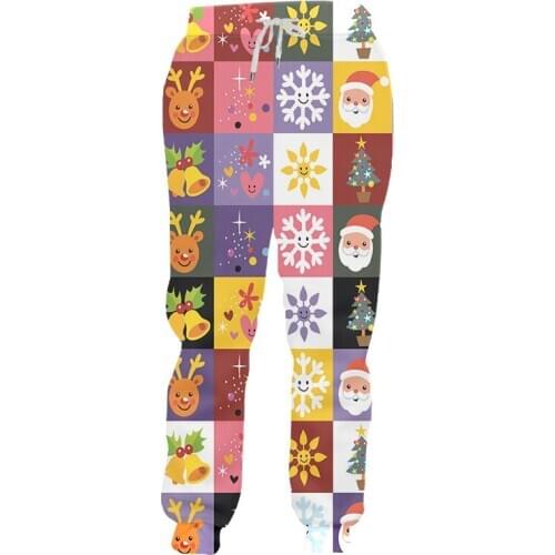 IFPD Trousers Christmas Grid Stitching 3D Print Fashion Hip Hop Jogger Pants New Casual Men Women Trousers Wholesale