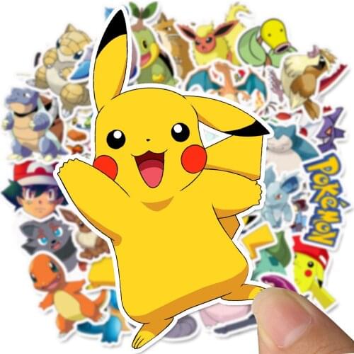 50 Pokemon Pvc Cartoon Stickers New Pikachu Stickers Trolley Case Graffiti Stickers Notebook Stickers Can Be Repeated