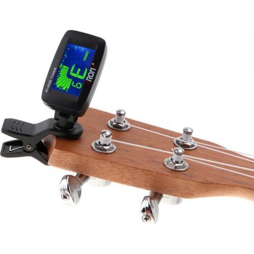 Digital Clip-on Electric Guitar Tuner Three Colors LCD Backlight with Coin Battery Rotating Clip Guitar Parts Accessories