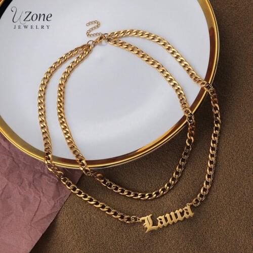 UZone Custom Double-layer Stainless Steel Necklaces 6mm NK Chains Choker Pendant Men Name necklace Personalized Gifts Jewelry