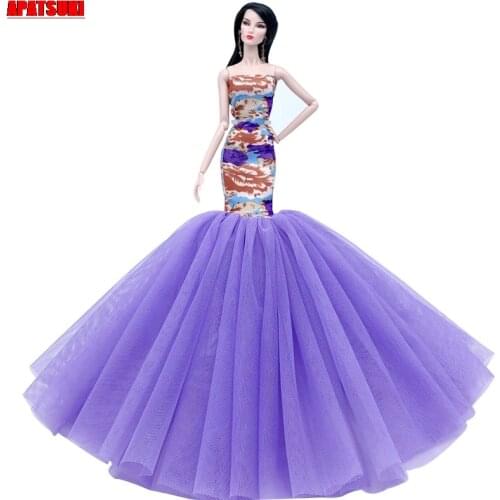 Purple Fashion Doll Clothes For Barbie Doll Outfits Mermaid Fishtail Party Dress For 1/6 BJD Cosplay Dolls Accessories Toys