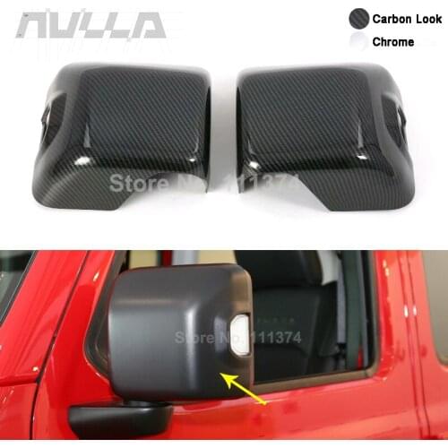 Carbon Look Chrome Car Rearview Mirror Protect Decor Cover Trim For Jeep Wrangler JL 2018 2019 2020 Car Exterior Accessories