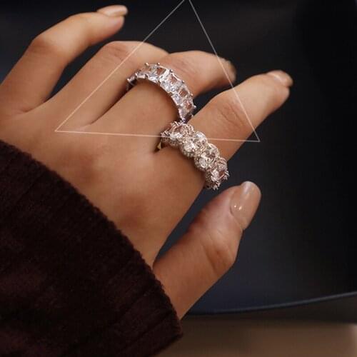 Full Gem Retro Crystal Rings Luxury Finger Jewelry for Girls AAA Cz Zircon Hot Sale Love Gift for Wedding Anniversary Birthday E